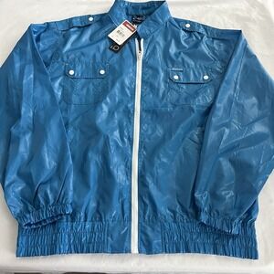 Vintage Mecca Windbreaker Mens 2XL Blue Full Zip Y2K NWT Read